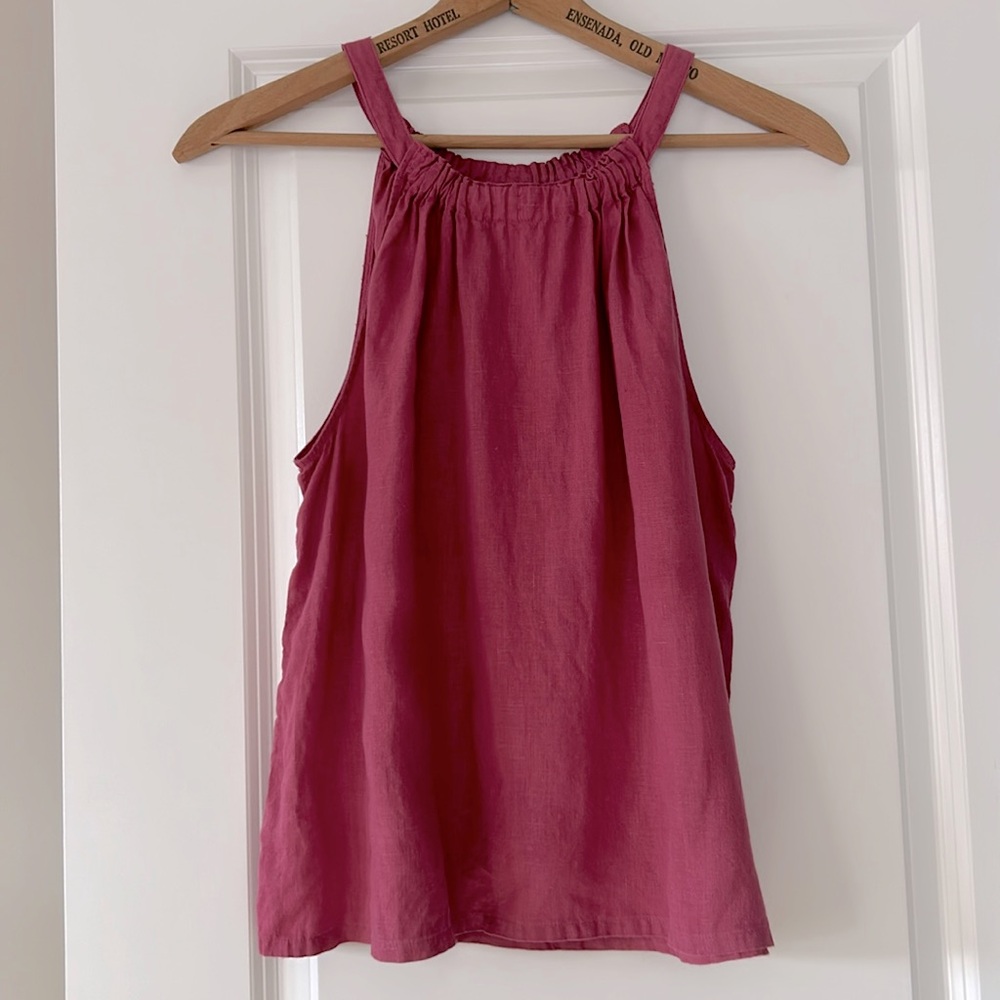 Nicole Miller Linen Halter Top in Dark Pink/Mauve Size Large w MEASUREMENTS